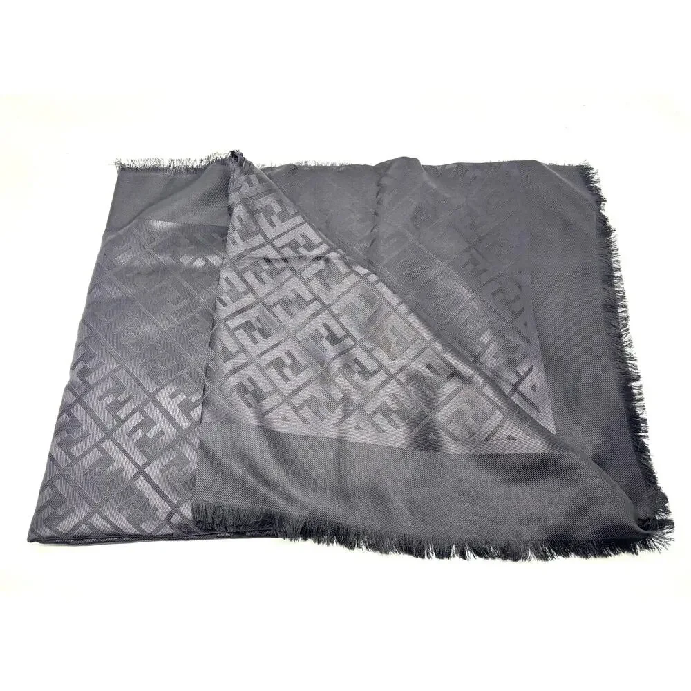 FENDI FF Zucca Monogram Shawl Wrap Scarf Silk/Wool NWT